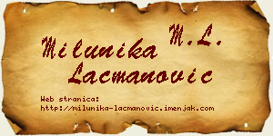 Milunika Lacmanović vizit kartica